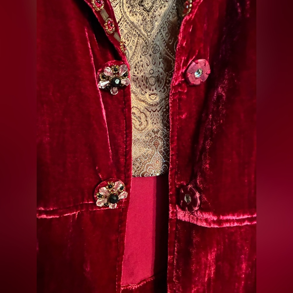 Berek Women's Rich Red Velvet Silk Blend Blazer - Picture 7 of 9